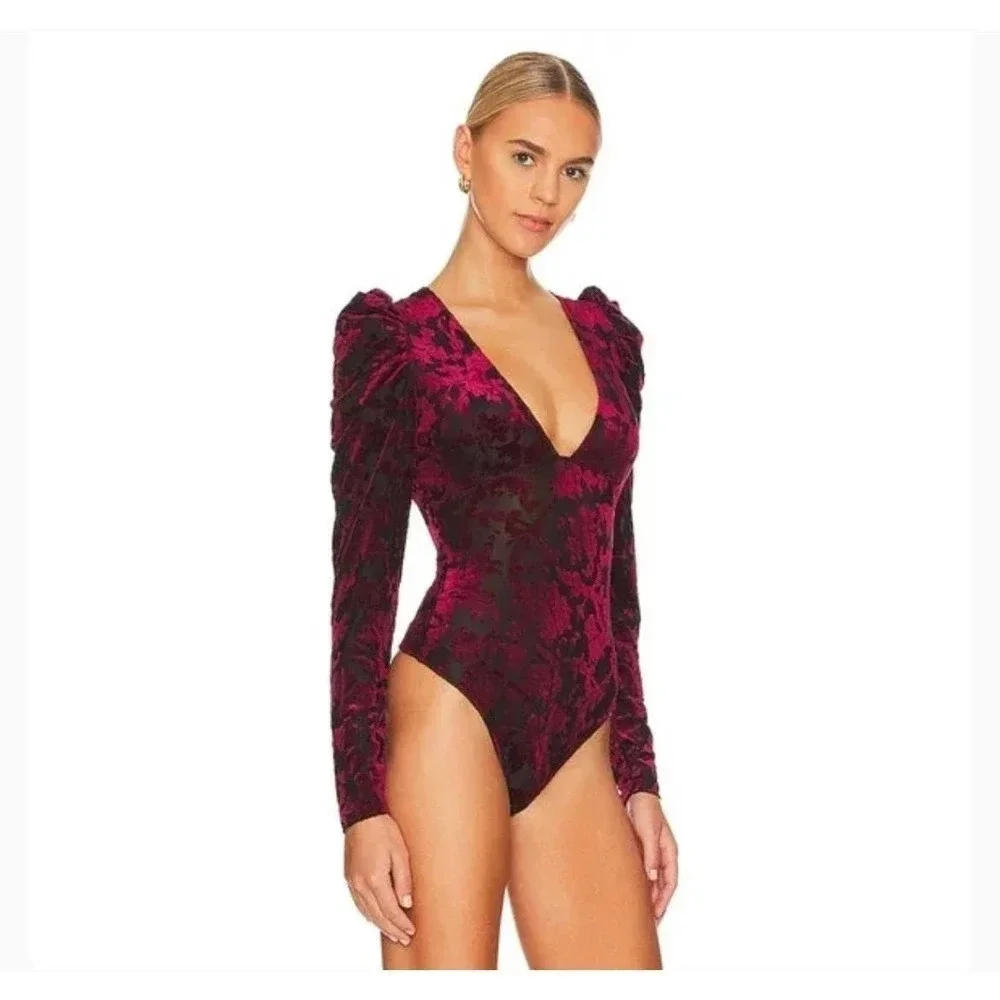 Free people Magic Hour Flocked Bodysuit